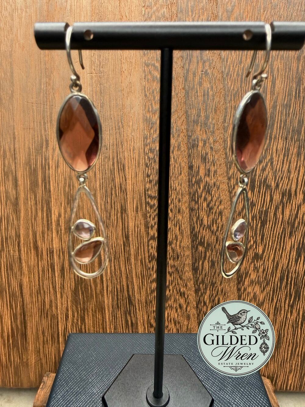 Silpada W1751 Sterling Silver Garnet Hammered Disc Dangle Earrings